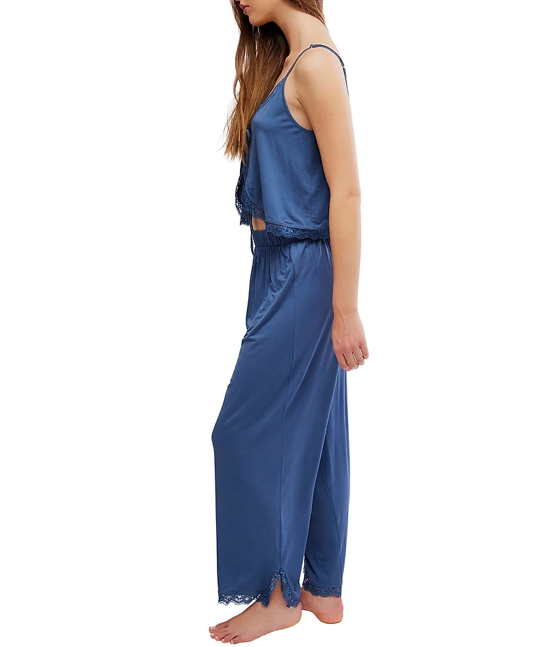 Free People Sleepless Summer Soft Knit Sleeveless V-Neck Pant Set