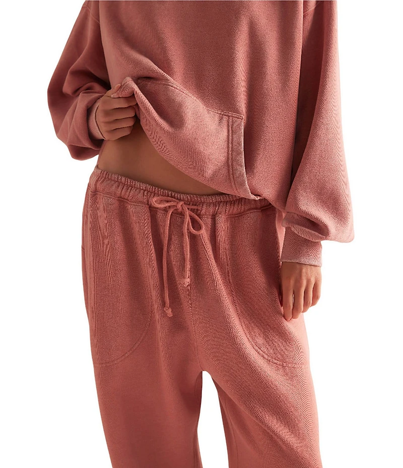 Free People Slow It Down Plush Cotton Blend Drawstring Tie Coordinating Lounge Joggers