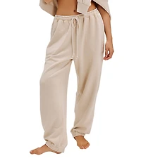 Free People Slow It Down Plush Cotton Blend Drawstring Tie Coordinating Lounge Joggers