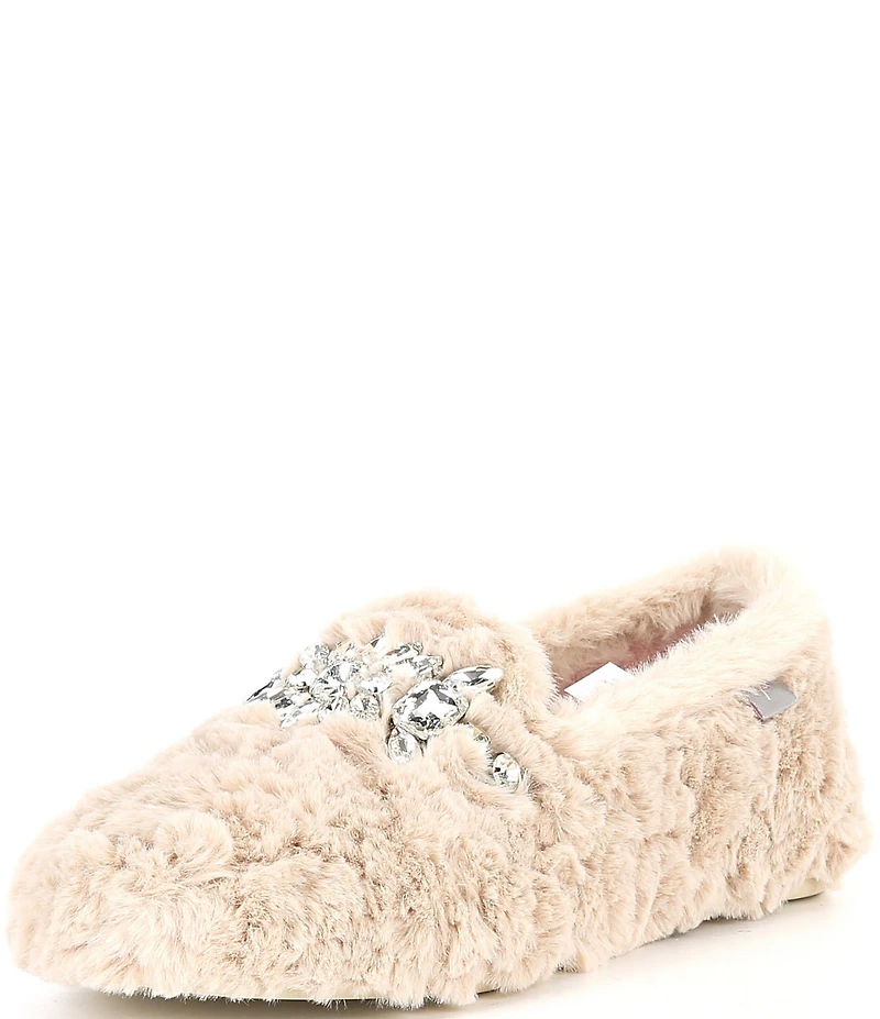 Free People Slumber Party Rhinestone Ornamented Faux Fur Slippers