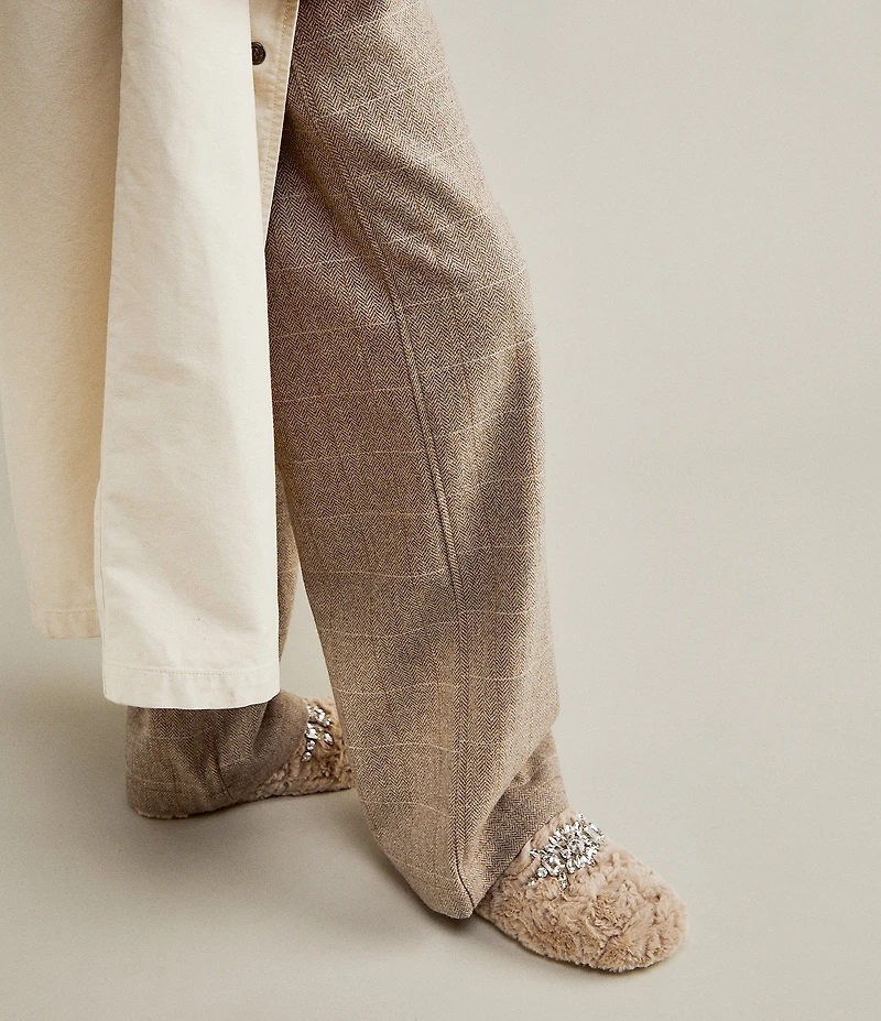 Free People Slumber Party Rhinestone Ornamented Faux Fur Slippers