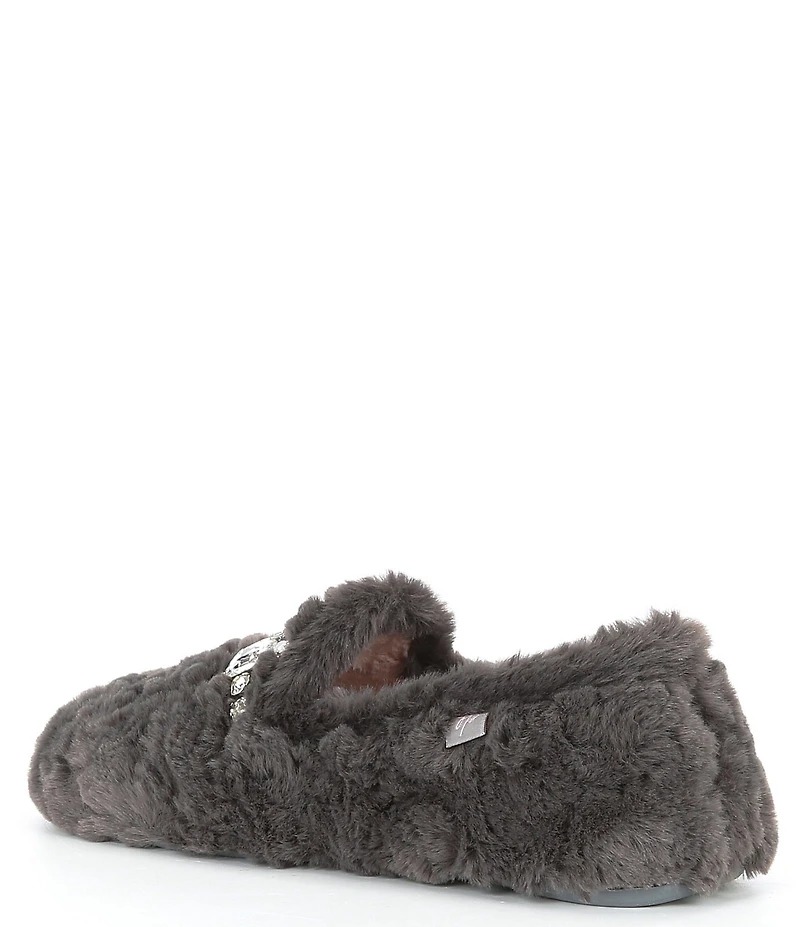 Free People Slumber Party Rhinestone Ornamented Faux Fur Slippers