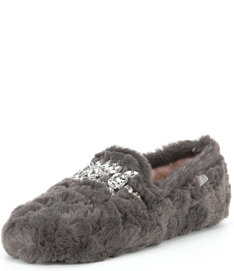 Free People Slumber Party Rhinestone Ornamented Faux Fur Slippers