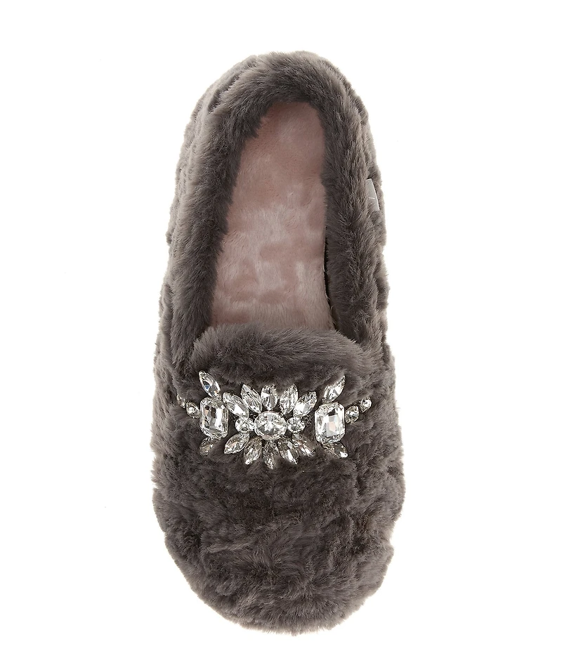 Free People Slumber Party Rhinestone Ornamented Faux Fur Slippers
