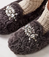 Free People Slumber Party Rhinestone Ornamented Faux Fur Slippers