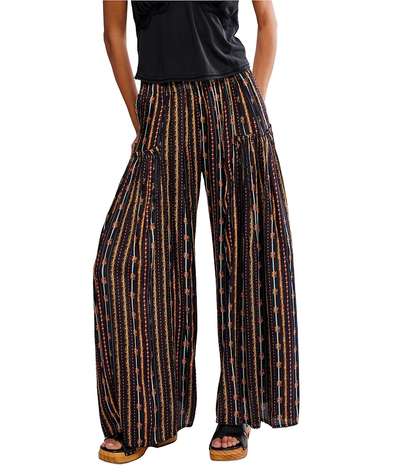 Free People So Charming Floral Print Wide Leg Pull-On Pants