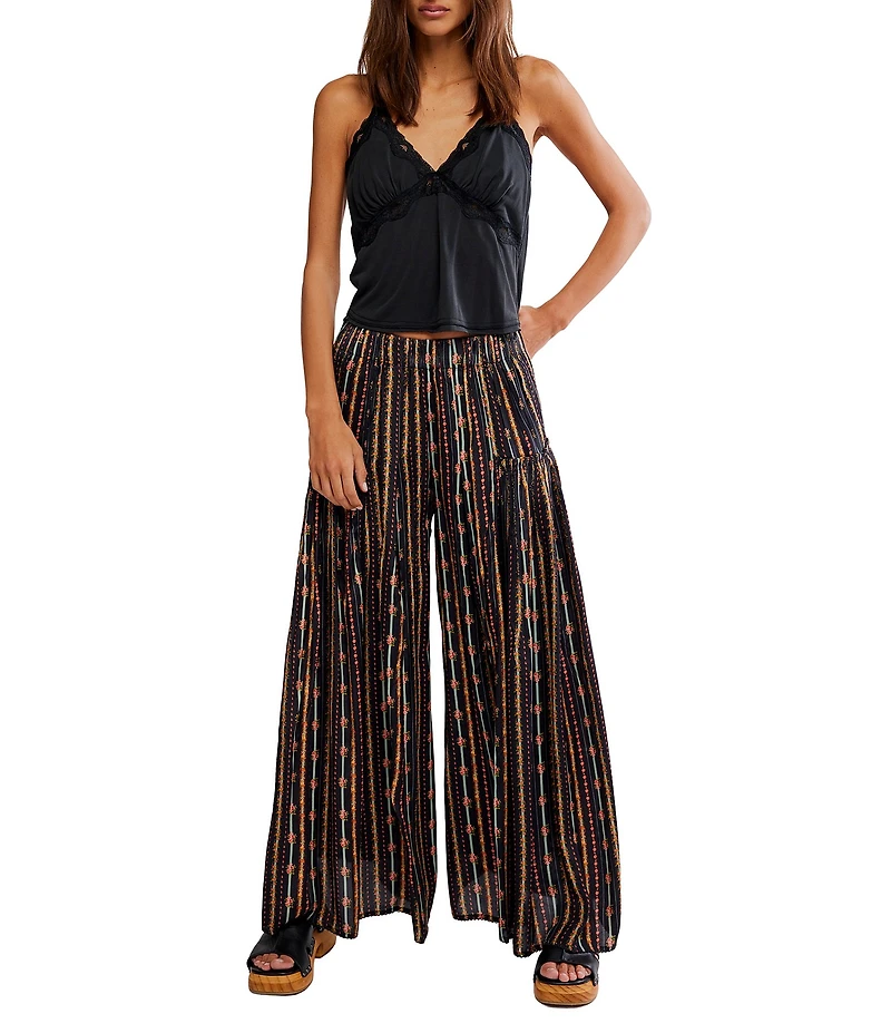 Free People So Charming Floral Print Wide Leg Pull-On Pants