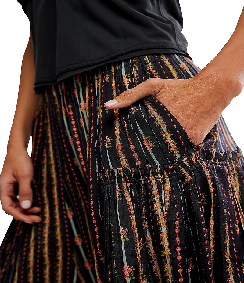 Free People So Charming Floral Print Wide Leg Pull-On Pants