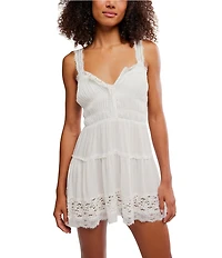 Free People So In Love Sweetheart Neck Sleeveless Smocked Slip Mini Dress