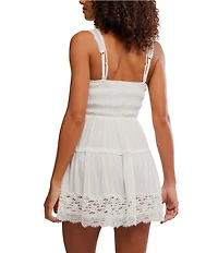 Free People So In Love Sweetheart Neck Sleeveless Smocked Slip Mini Dress