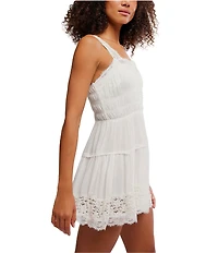 Free People So In Love Sweetheart Neck Sleeveless Smocked Slip Mini Dress