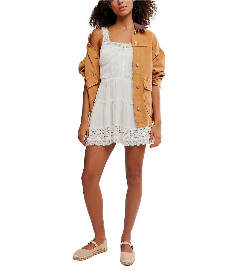 Free People So In Love Sweetheart Neck Sleeveless Smocked Slip Mini Dress