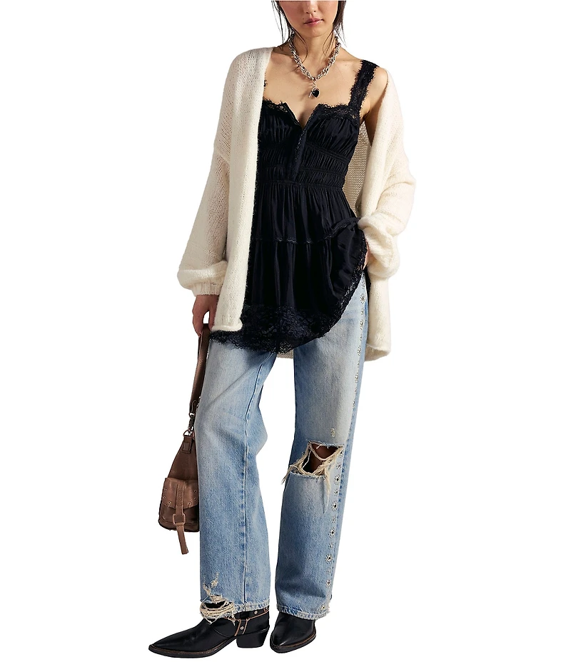 Free People So In Love Sweetheart Neck Sleeveless Smocked Slip Mini Dress