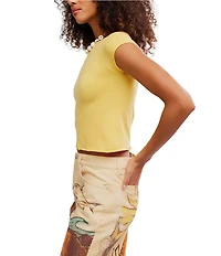 Free People So Soft Seamless Boat Neck Cap Sleeve Modal Tee