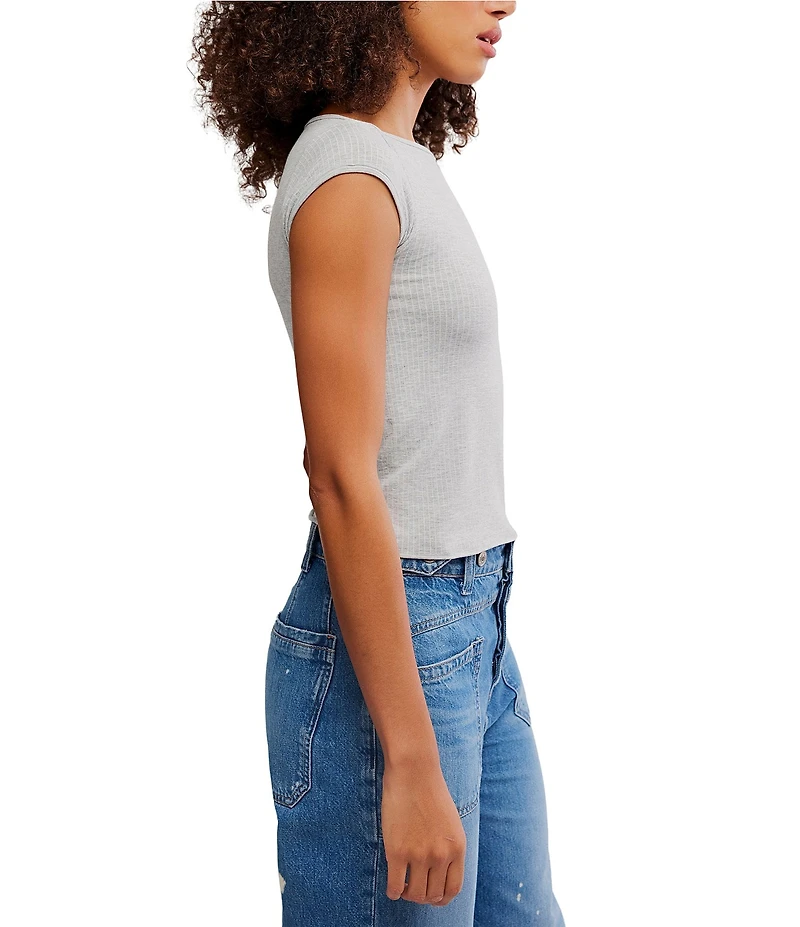 Free People So Soft Seamless Boat Neck Cap Sleeve Modal Tee