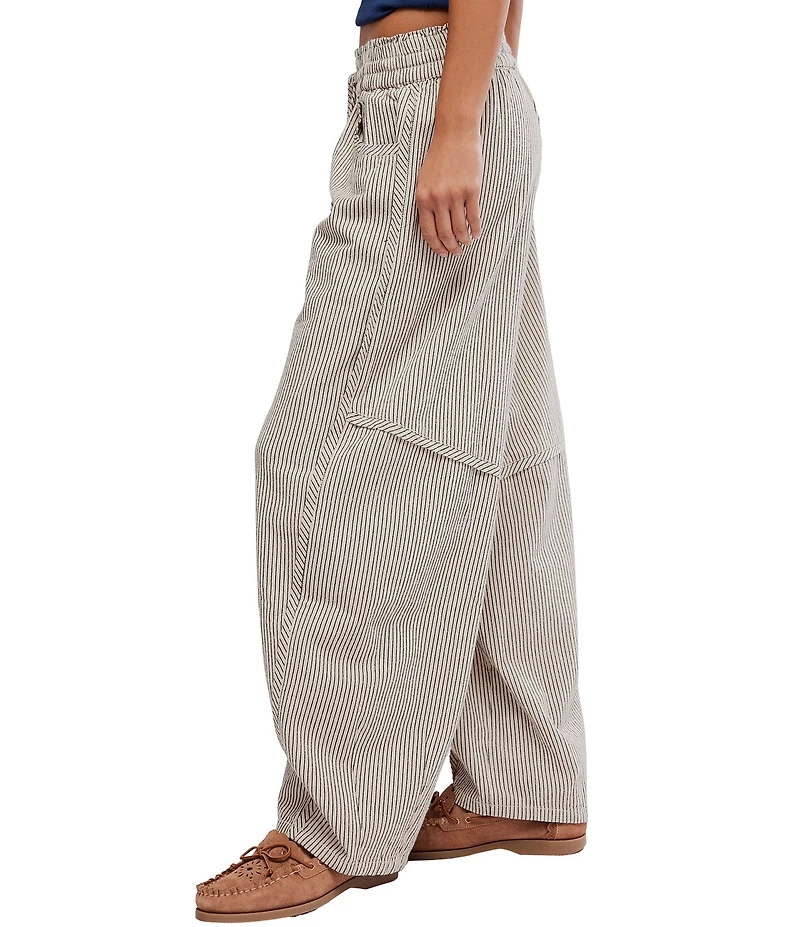 Free People Something Good Micro Stripe Pull-On Barrel Leg Pants