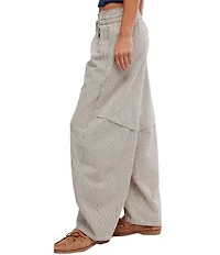 Free People Something Good Micro Stripe Pull-On Barrel Leg Pants