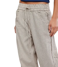 Free People Something Good Micro Stripe Pull-On Barrel Leg Pants