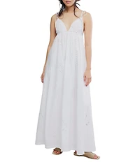 Free People Sorrento Stroll Cutwork V-Neck Sleeveless Empire Waist Maxi Dress