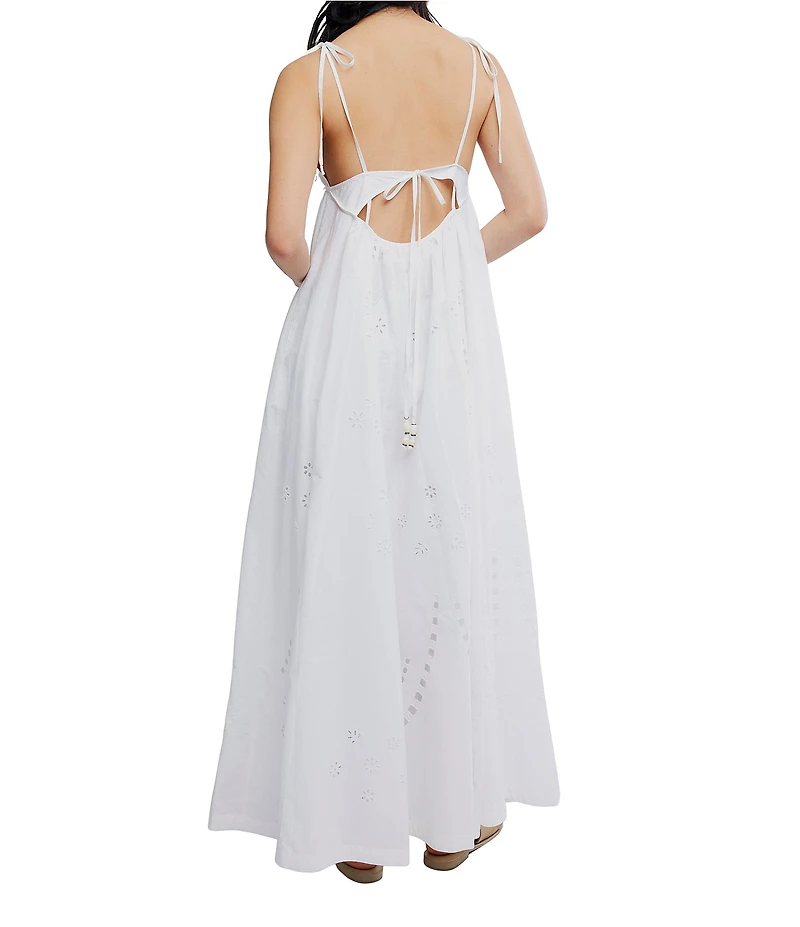 Free People Sorrento Stroll Cutwork V-Neck Sleeveless Empire Waist Maxi Dress