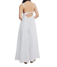 Free People Sorrento Stroll Cutwork V-Neck Sleeveless Empire Waist Maxi Dress