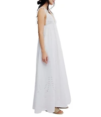 Free People Sorrento Stroll Cutwork V-Neck Sleeveless Empire Waist Maxi Dress
