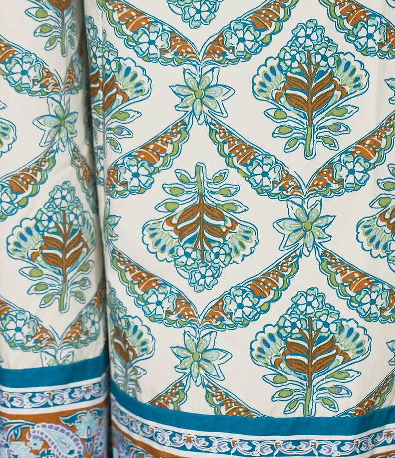 Free People Sorrento Stroll Printed V-Neck Sleeveless Empire Waist Maxi Dress
