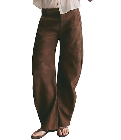 Free People Spotlight Vegan Suede Barrel Leg Trouser Pants
