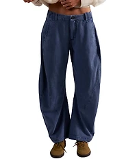 Free People Spotlight Washed Low Rise Barrel Leg Chino Trouser Pants