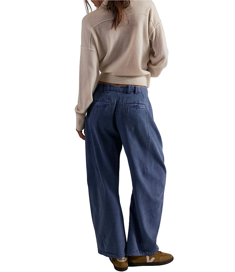 Free People Spotlight Washed Low Rise Barrel Leg Chino Trouser Pants