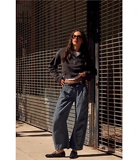 Free People Spotlight Washed Low Rise Barrel Leg Chino Trouser Pants