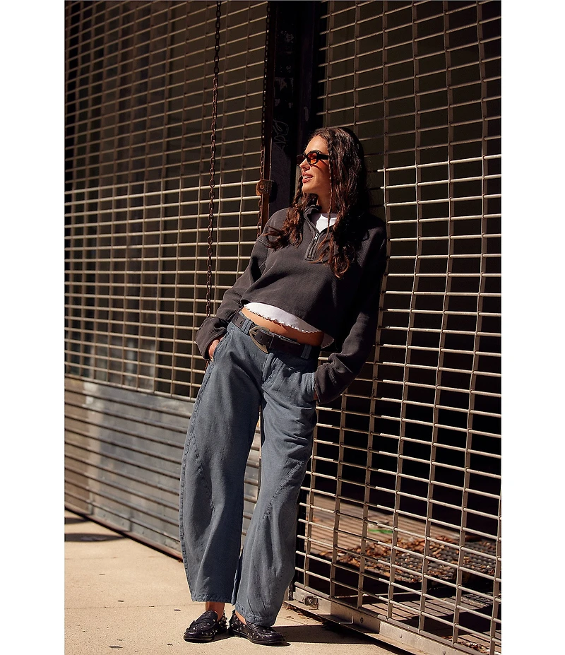 Free People Spotlight Washed Low Rise Barrel Leg Chino Trouser Pants