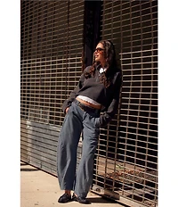 Free People Spotlight Washed Low Rise Barrel Leg Chino Trouser Pants