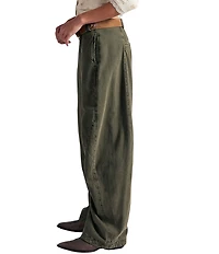 Free People Spotlight Washed Low Rise Barrel Leg Chino Trouser Pants