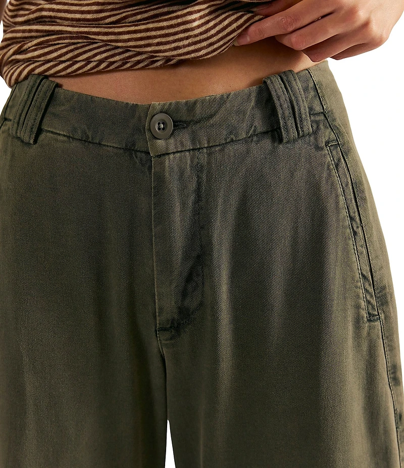 Free People Spotlight Washed Low Rise Barrel Leg Chino Trouser Pants