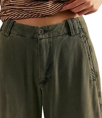 Free People Spotlight Washed Low Rise Barrel Leg Chino Trouser Pants