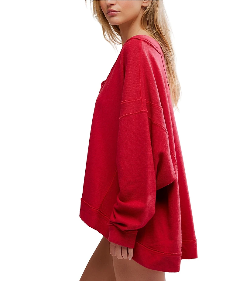 Free People Staycation Long Sleeve V-Neck Oversized Pullover