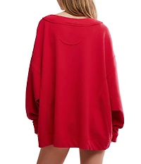 Free People Staycation Long Sleeve V-Neck Oversized Pullover