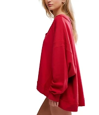 Free People Staycation Long Sleeve V-Neck Oversized Pullover