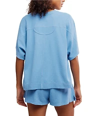 Free People Staycation Short Sleeve Crew Neck Knit Lounge Sleep Top