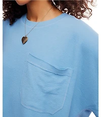 Free People Staycation Short Sleeve Crew Neck Knit Lounge Sleep Top