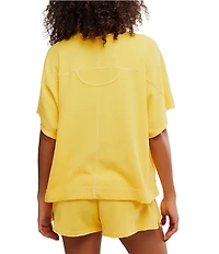 Free People Staycation Short Sleeve Crew Neck Knit Lounge Sleep Top
