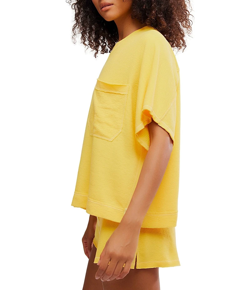 Free People Staycation Short Sleeve Crew Neck Knit Lounge Sleep Top