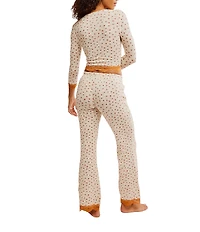 Free People Stolen Dance Knit 3/4 Sleeve Henley Top & Pant Floral Pajama Set
