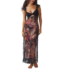 Free People Suddenly Fine Sheer Lace Sweetheart Neck Slip