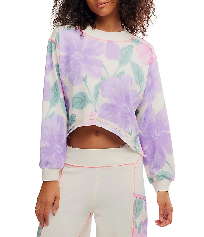 Free People Summer Loving Long Sleeve Crew Neck Knit Pullover