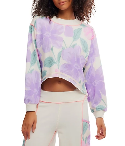 Free People Summer Loving Long Sleeve Crew Neck Knit Pullover