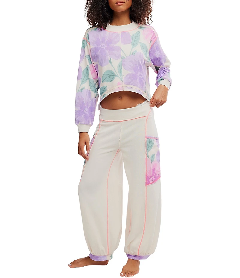 Free People Summer Loving Long Sleeve Crew Neck Knit Pullover