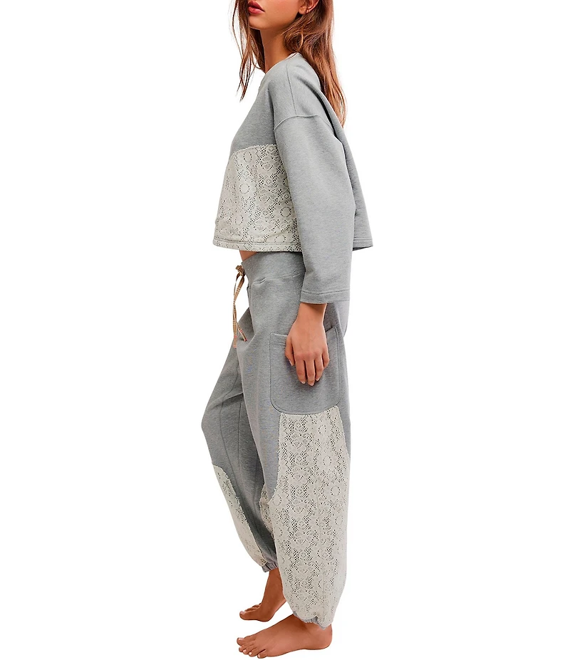 Free People Sunday Best Long Sleeve Crew Neck Knit Long Lounge Set