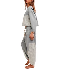 Free People Sunday Best Long Sleeve Crew Neck Knit Long Lounge Set